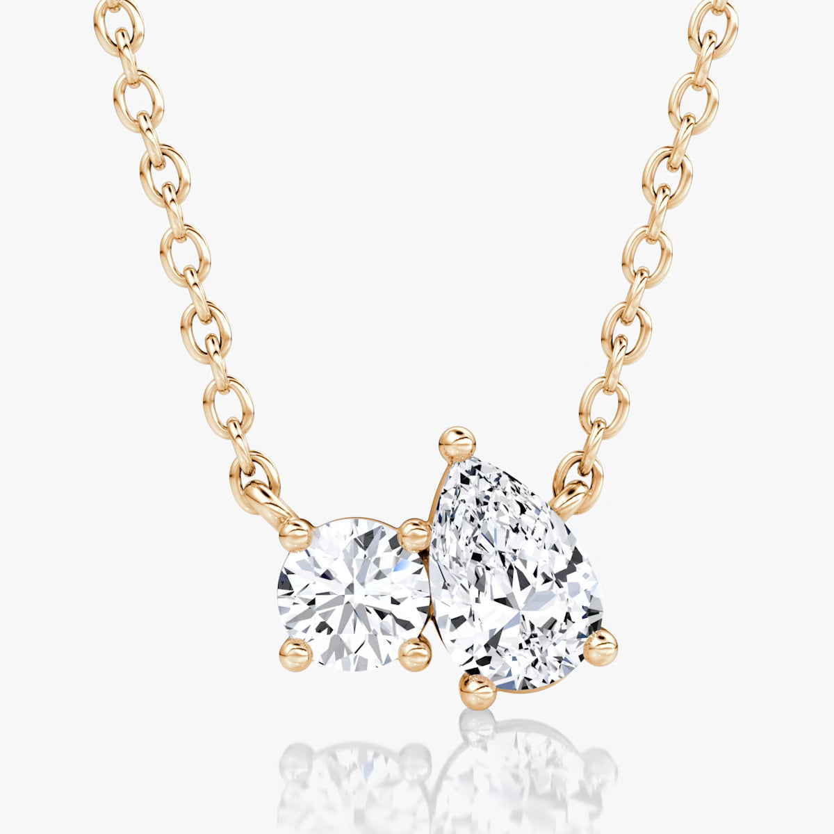 Toi Et Moi- 0.41 CT Round & Pear Moissanite Necklace