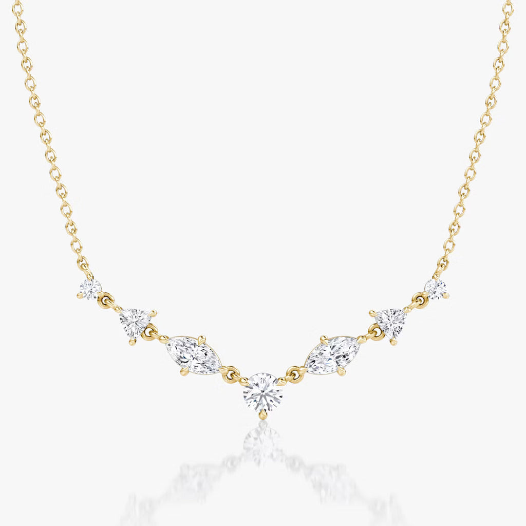 Linking Tennis- 1.03 CT Marquise & Trillion & Round Moissanite Necklace
