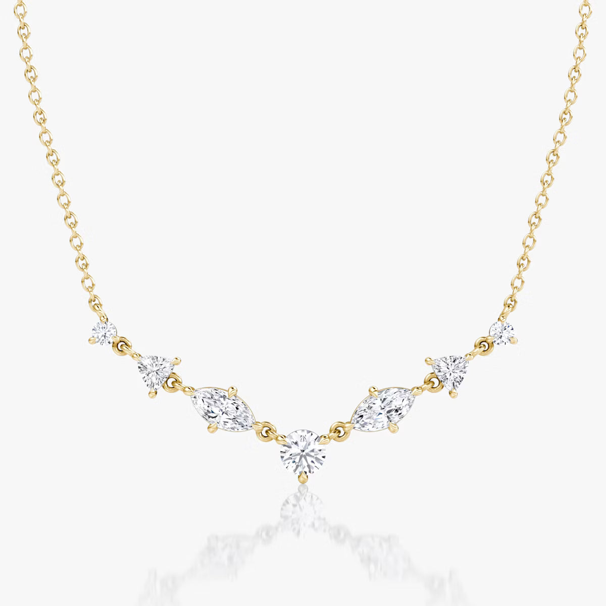 Linking Tennis- 1.03 CT Marquise & Trillion & Round Moissanite Necklace