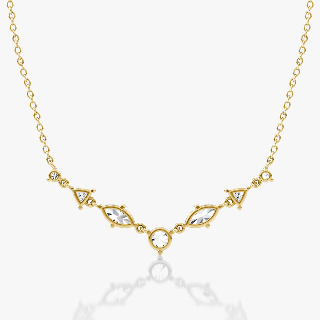 Linking Tennis- 1.03 CT Marquise & Trillion & Round Moissanite Necklace