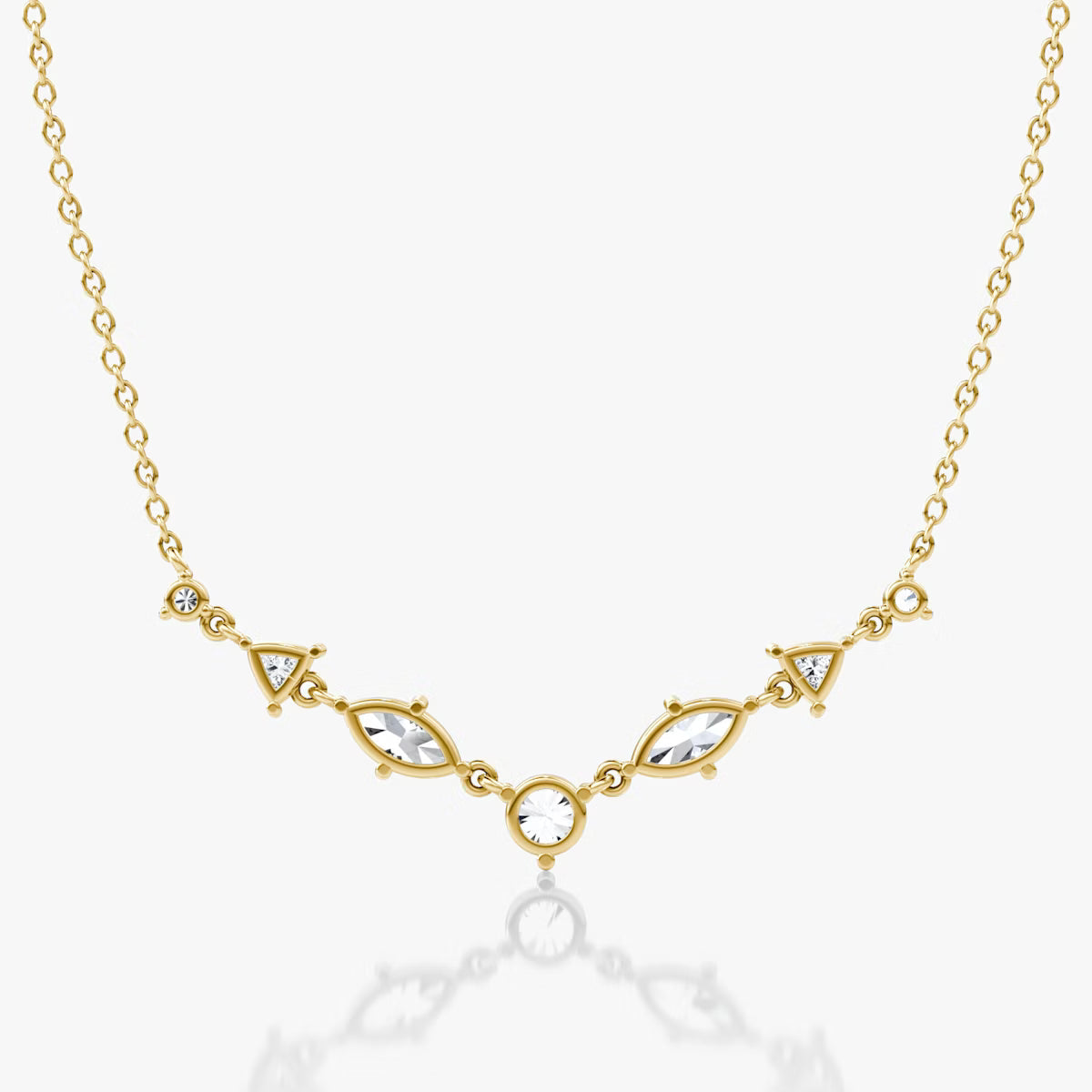 Linking Tennis- 1.03 CT Marquise & Trillion & Round Moissanite Necklace
