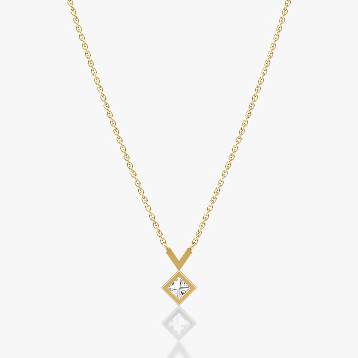 Solitaire Bezel- 0.25 CT Princess Moissanite Necklace