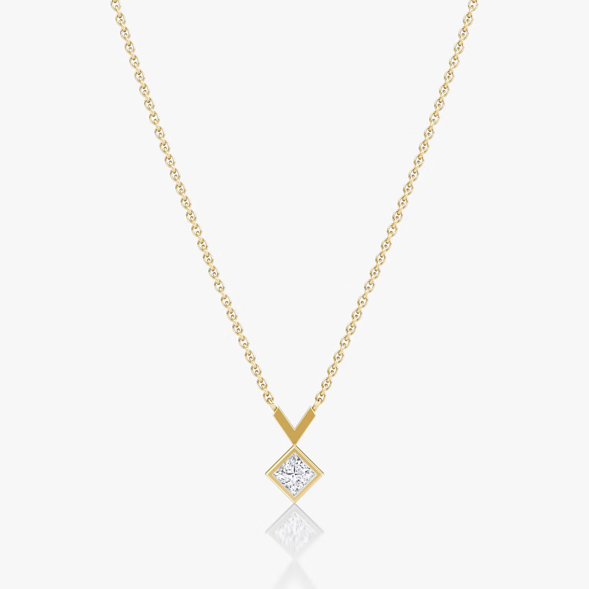 Solitaire Bezel- 0.25 CT Princess Moissanite Necklace
