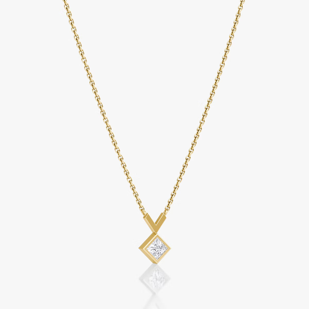 Solitaire Bezel- 0.25 CT Princess Moissanite Necklace