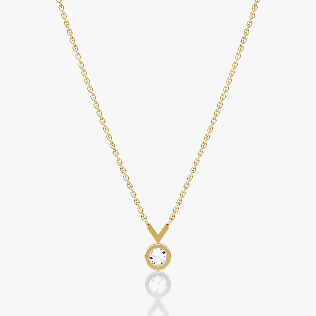 Solitaire Bezel- 0.25 CT Round Moissanite Necklace