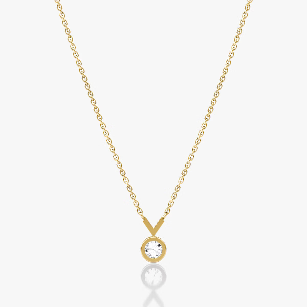 Solitaire Bezel- 0.25 CT Round Moissanite Necklace