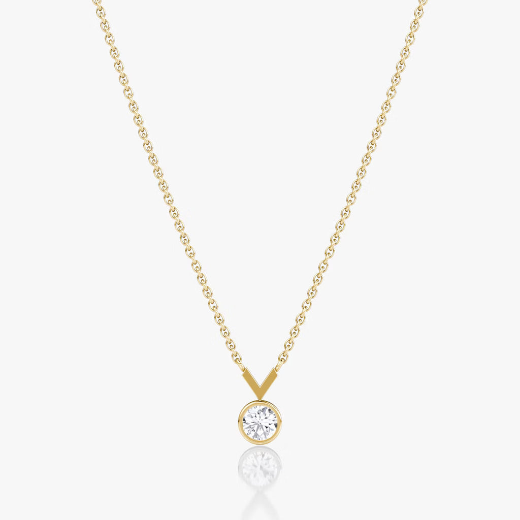 Solitaire Bezel- 0.25 CT Round Moissanite Necklace