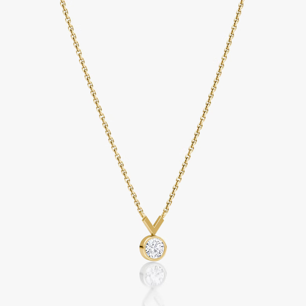 Solitaire Bezel- 0.25 CT Round Moissanite Necklace