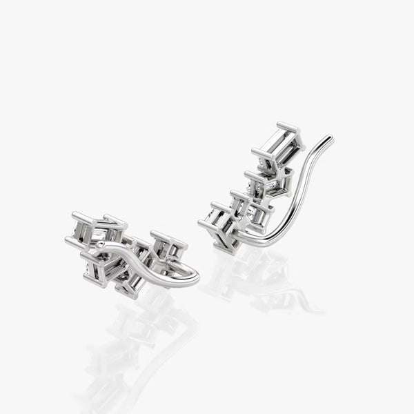 Cluster- 0.80 CT Baguette Moissanite Earrings - Cluster- 0.80 CT Baguette Moissanite Earrings