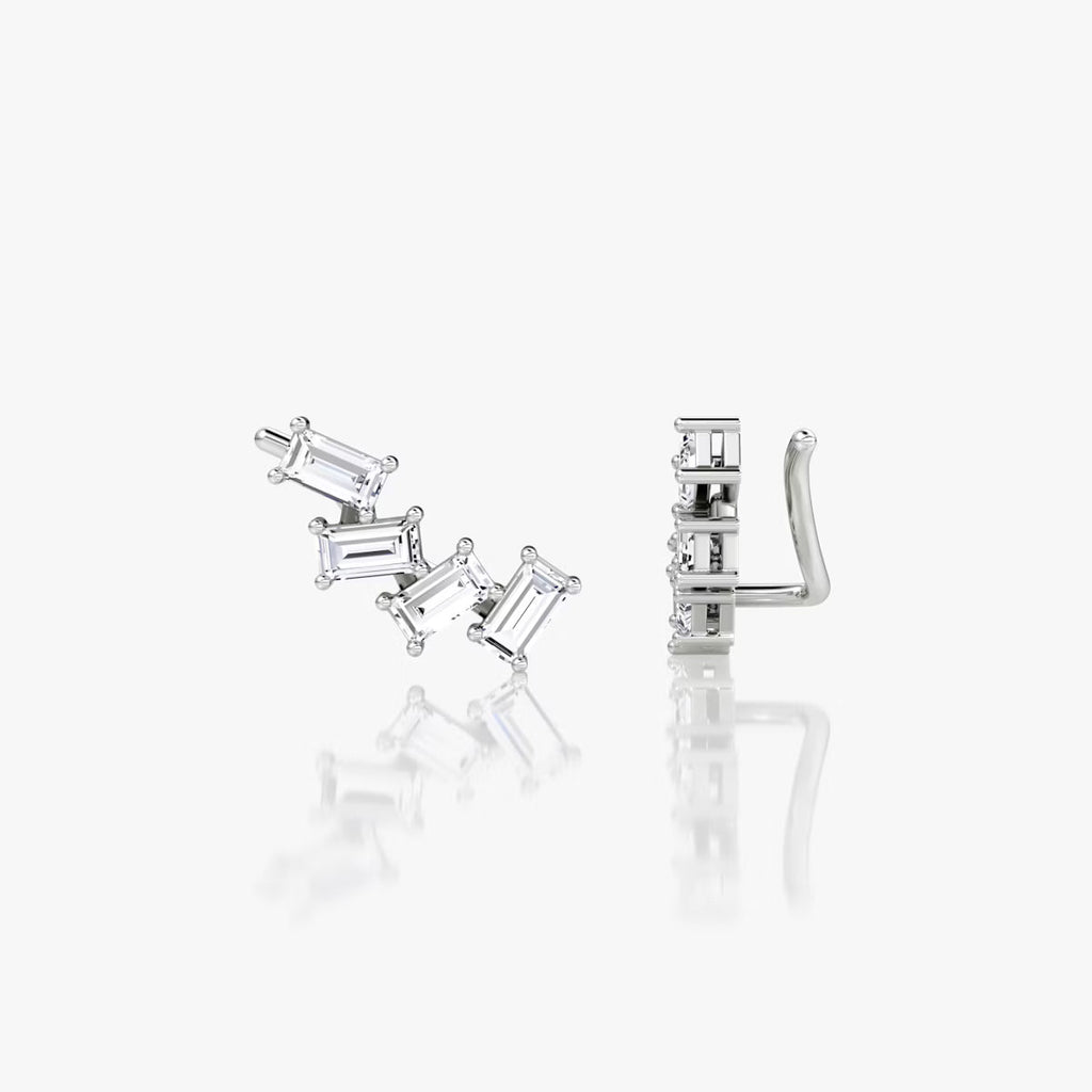 Cluster- 0.80 CT Baguette Moissanite Earrings