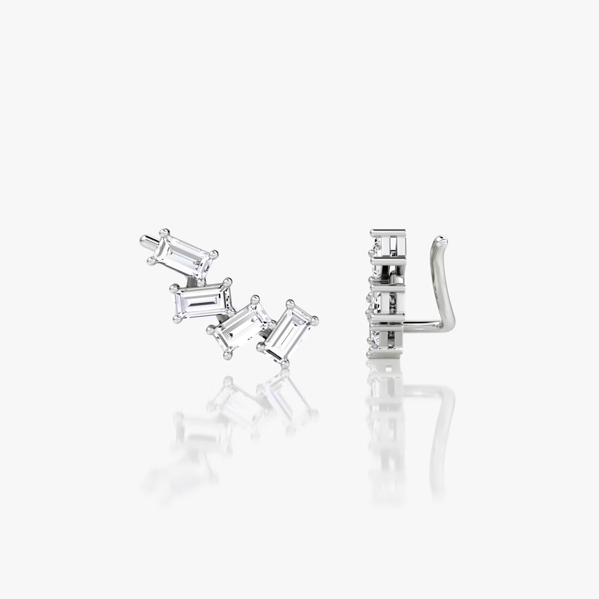 Cluster- 0.80 CT Baguette Moissanite Earrings