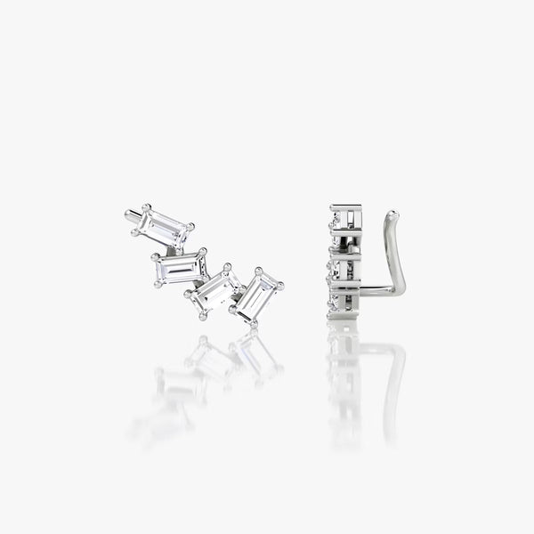 Cluster- 0.80 CT Baguette Moissanite Earrings - Cluster- 0.80 CT Baguette Moissanite Earrings