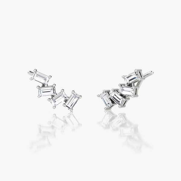 Cluster- 0.80 CT Baguette Moissanite Earrings - Cluster- 0.80 CT Baguette Moissanite Earrings