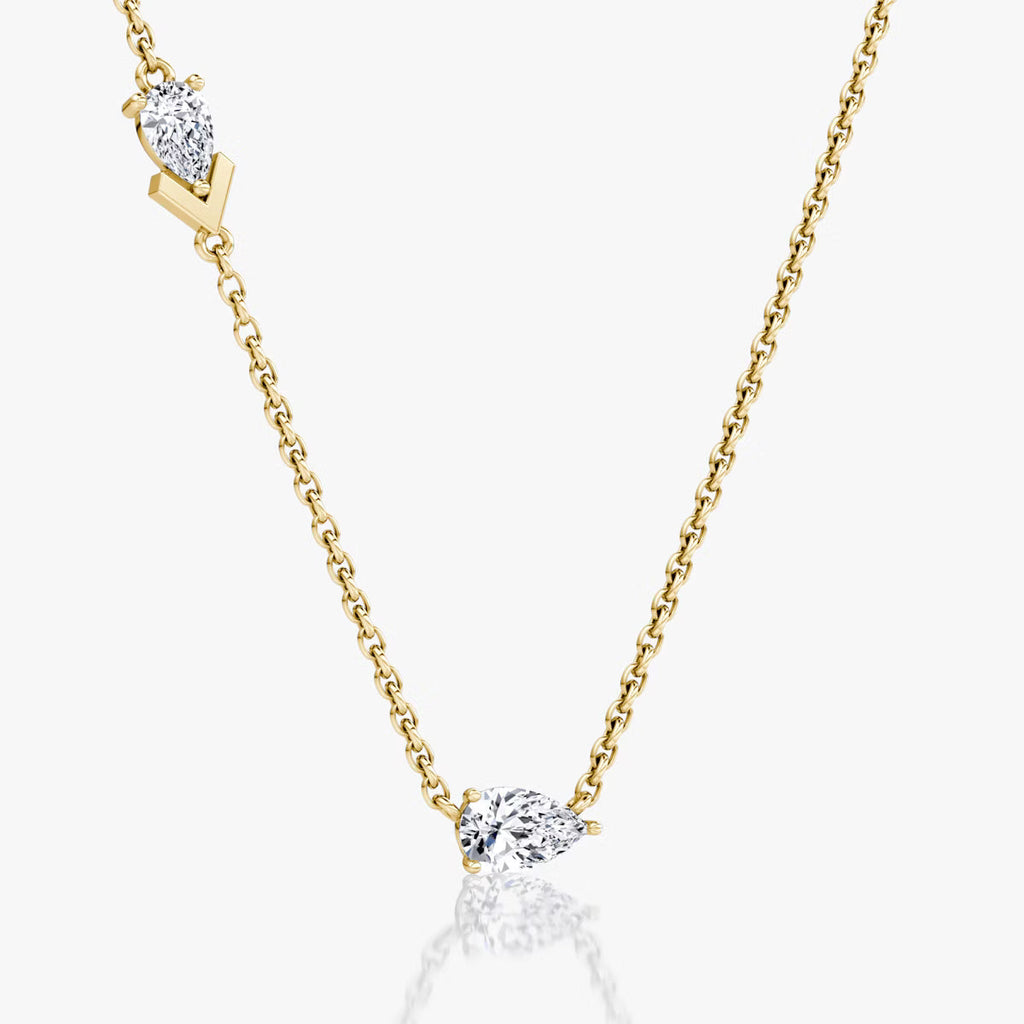 Toi Et Moi- 0.40 CT Pear Moissanite Necklace