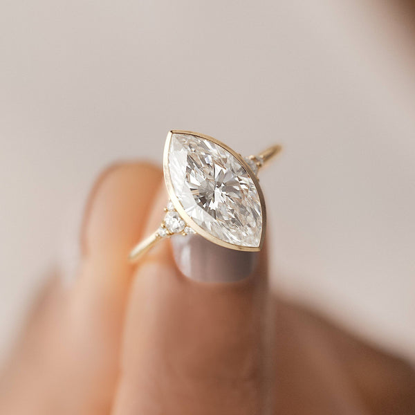 Bezel & Cluster Style- Marquise Lab Grown Diamond Engagement Ring - Solitaire-Oval Lab Grown Diamond Engagement Ring
