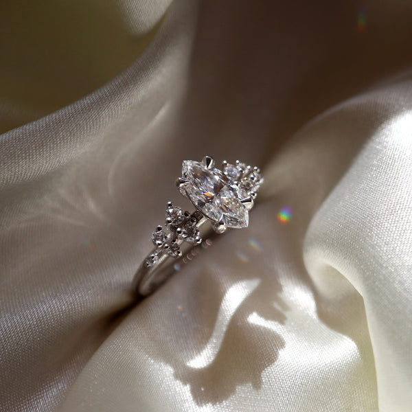 Cluster-Marquise Lab Grown Diamond Engagement Ring - Solitaire-Oval Lab Grown Diamond Engagement Ring