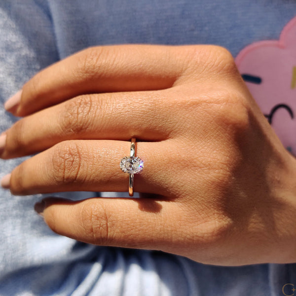 0.80 CT Oval Solitaire & Three Prong Style Lab Grown Diamond Engagement Ring - 1 cd2db32c cc2c 404a 9b29 6b40fd261eb6