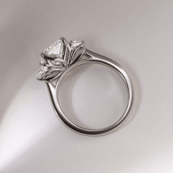 Three Stone-Cushion Lab Grown Diamond Engagement Ring - Solitaire-Oval Lab Grown Diamond Engagement Ring