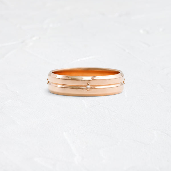 Classic Band with Dainty Stones- 0.05 CT Round Lab Grown Diamond Men's Wedding Band - Classic- Men's Wedding Band