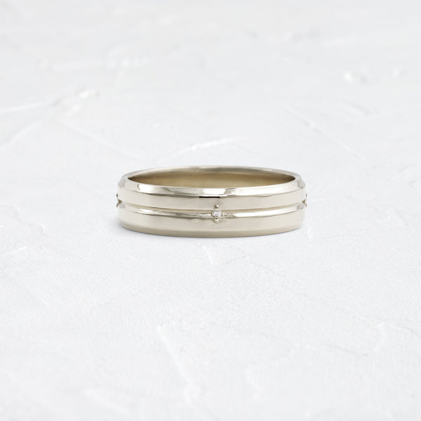 Classic Band with Dainty Stones- 0.05 CT Round Lab Grown Diamond Men's Wedding Band - Classic- Men's Wedding Band