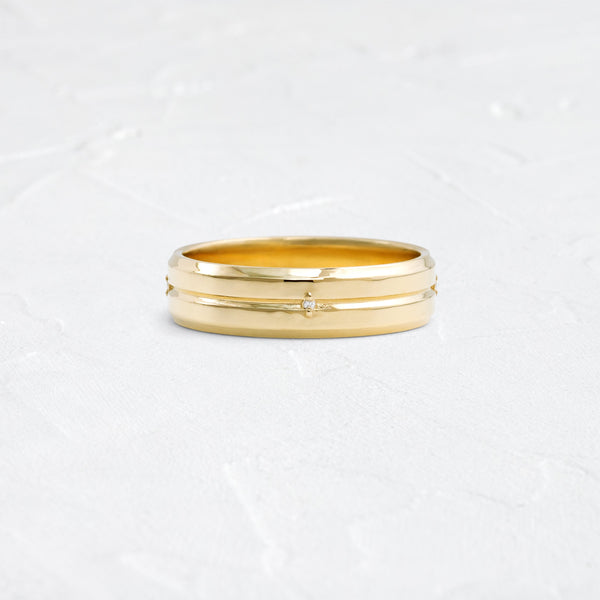 Classic Band with Dainty Stones- 0.05 CT Round Lab Grown Diamond Men's Wedding Band - Classic- Men's Wedding Band