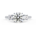 Round Three Stone Pave Setting