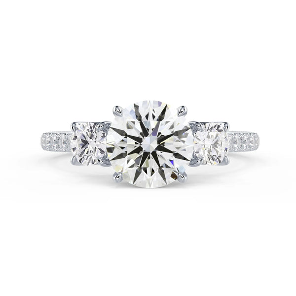 Round Three Stone Pave Setting - Round Three Stone Pave Setting