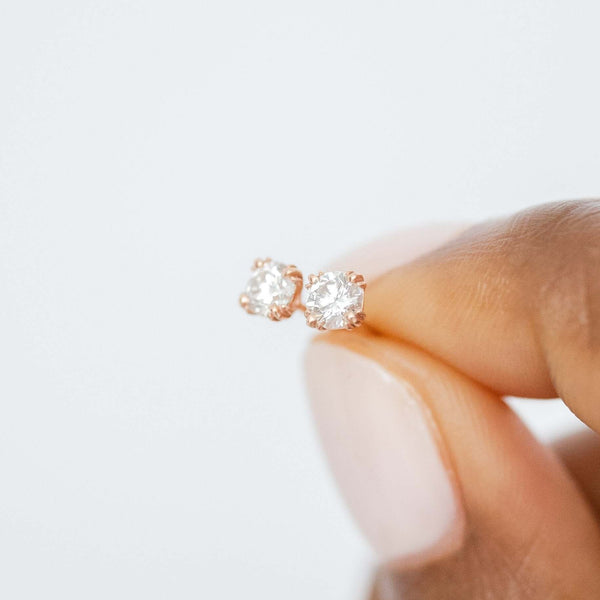Solitaire Triple Prong- 1.5 CT Round Lab Grown Diamond Stud Earrings - Solitaire- 1.0CT Oval Lab Grown Diamond Earrings