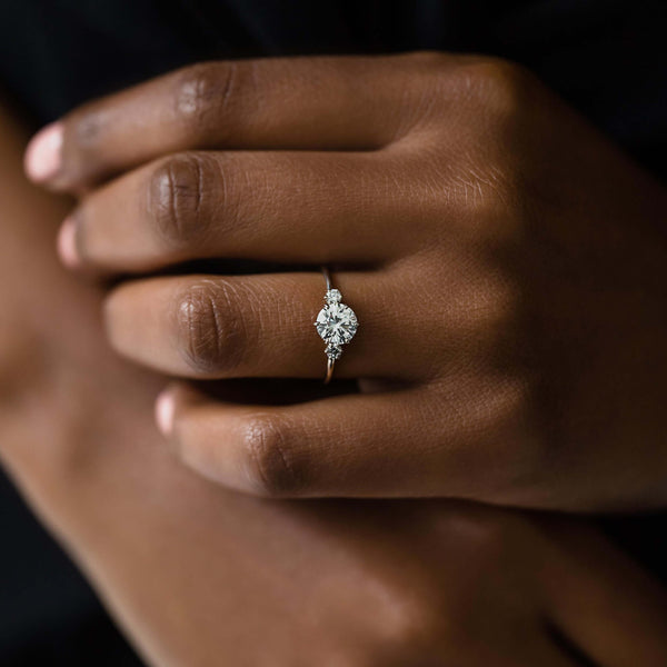 Pave-Round Lab Grown Diamond Engagement Ring - Solitaire-Oval Lab Grown Diamond Engagement Ring