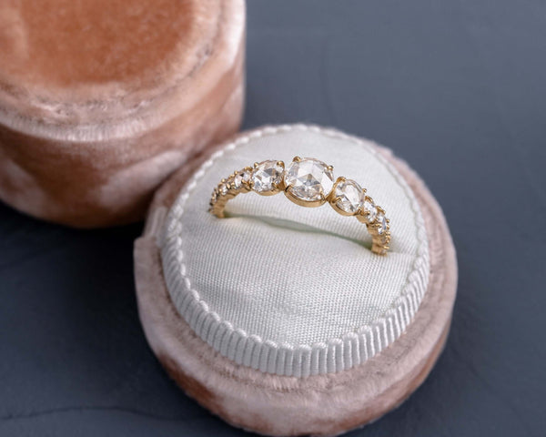 Pave Style-Rose Cut Lab Grown Diamond Engagement Ring - Solitaire-Oval Lab Grown Diamond Engagement Ring