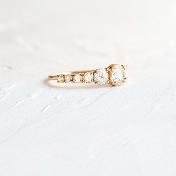 Pave Style-Rose Cut Lab Grown Diamond Engagement Ring - Solitaire-Oval Lab Grown Diamond Engagement Ring