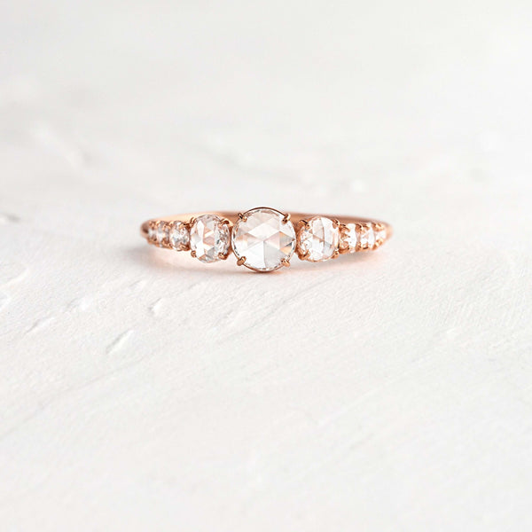 Pave Style-Rose Cut Lab Grown Diamond Engagement Ring - Solitaire-Oval Lab Grown Diamond Engagement Ring