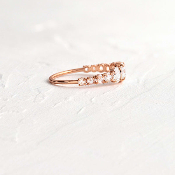 Pave Style-Rose Cut Lab Grown Diamond Engagement Ring - Solitaire-Oval Lab Grown Diamond Engagement Ring