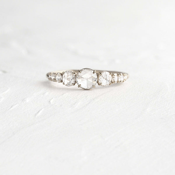Pave Style-Rose Cut Lab Grown Diamond Engagement Ring - Solitaire-Oval Lab Grown Diamond Engagement Ring