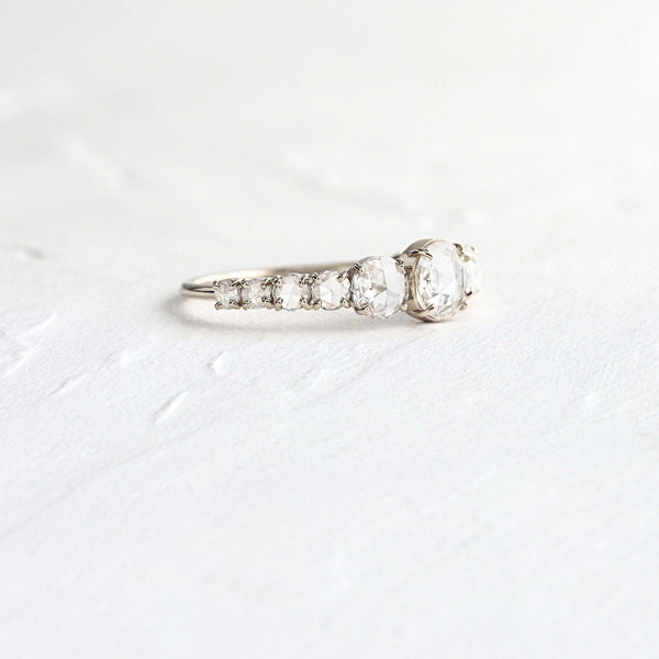 Pave Style-Rose Cut Lab Grown Diamond Engagement Ring - Solitaire-Oval Lab Grown Diamond Engagement Ring