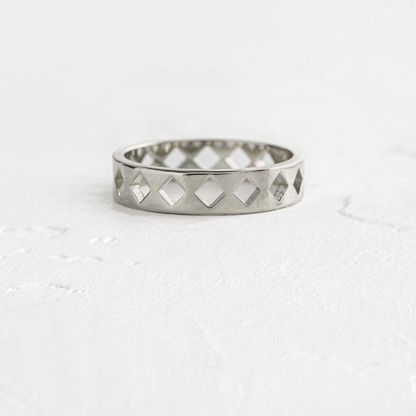 Diamond Cutout- Men's Wedding Band - Classic- Men's Wedding Band