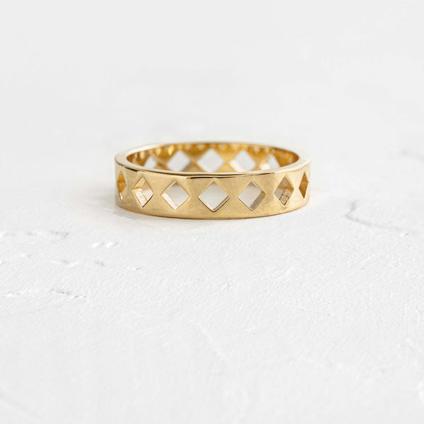 Diamond Cutout- Men's Wedding Band - Classic- Men's Wedding Band