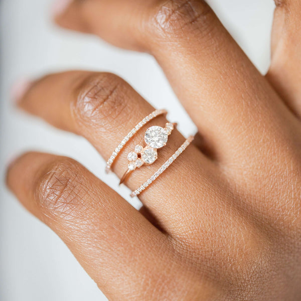 Bezel & Cluster Style-Round Lab Grown Diamond Engagement Ring - Solitaire-Oval Lab Grown Diamond Engagement Ring