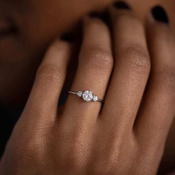 Pave-Round Lab Grown Diamond Engagement Ring - Solitaire-Oval Lab Grown Diamond Engagement Ring