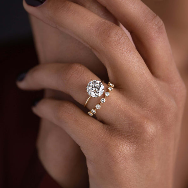 Hidden Halo-Round Lab Grown Diamond Engagement Ring - Solitaire-Oval Lab Grown Diamond Engagement Ring