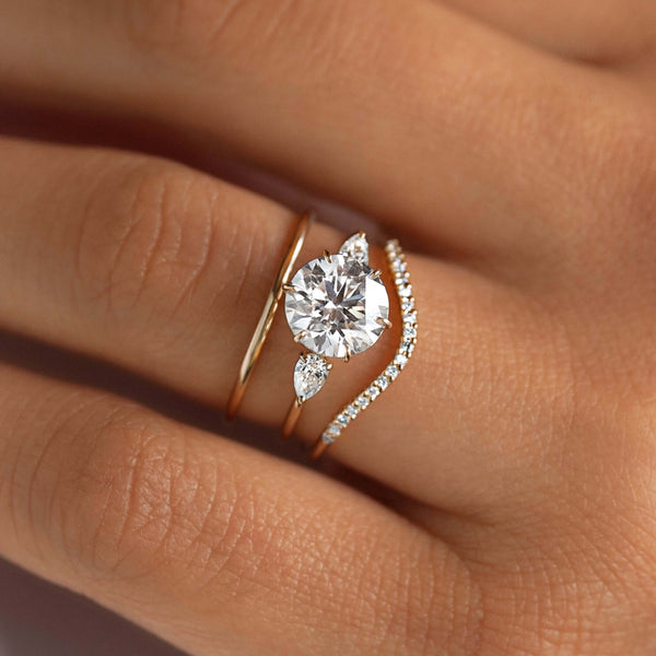 Three Stone-Round Lab Grown Diamond Engagement Ring - Solitaire-Oval Lab Grown Diamond Engagement Ring