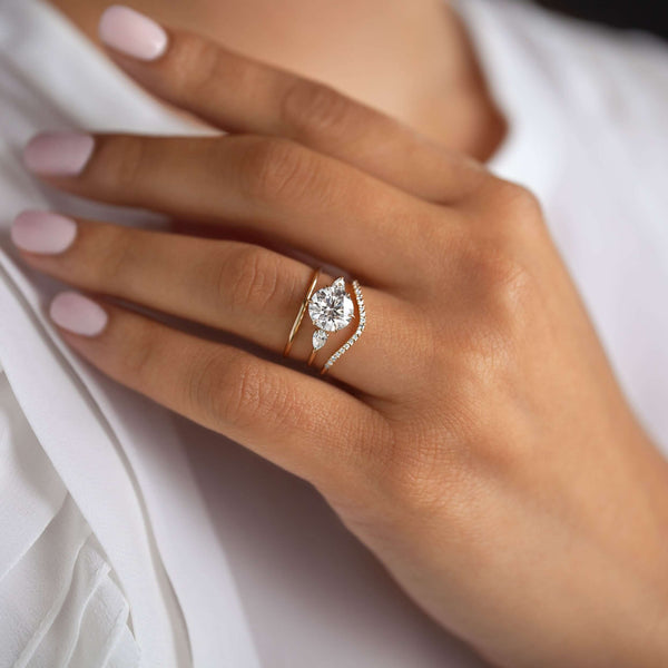 Three Stone-Round Lab Grown Diamond Engagement Ring - Solitaire-Oval Lab Grown Diamond Engagement Ring