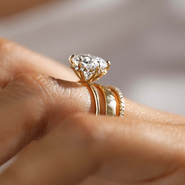 Hidden Halo-Round Lab Grown Diamond Engagement Ring - Solitaire-Oval Lab Grown Diamond Engagement Ring