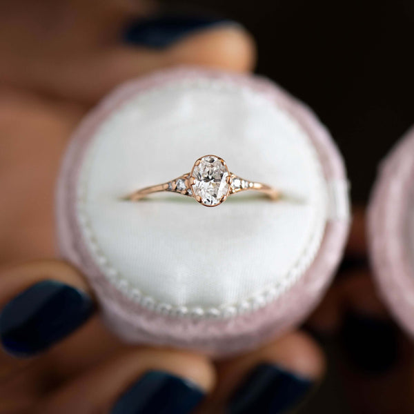 Cluster-Oval Lab Grown Diamond Engagement Ring - Solitaire-Oval Lab Grown Diamond Engagement Ring