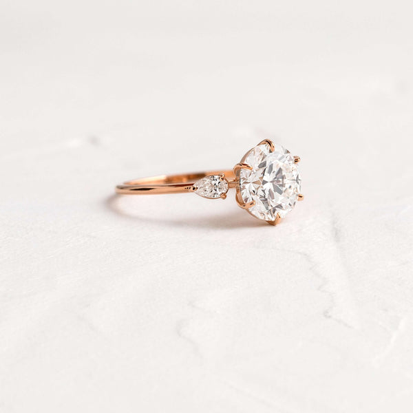Three Stone-Round Lab Grown Diamond Engagement Ring - Solitaire-Oval Lab Grown Diamond Engagement Ring