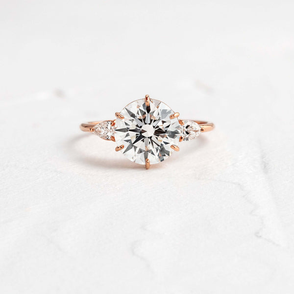 Three Stone-Round Lab Grown Diamond Engagement Ring - Solitaire-Oval Lab Grown Diamond Engagement Ring
