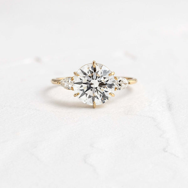 Three Stone-Round Lab Grown Diamond Engagement Ring - Solitaire-Oval Lab Grown Diamond Engagement Ring