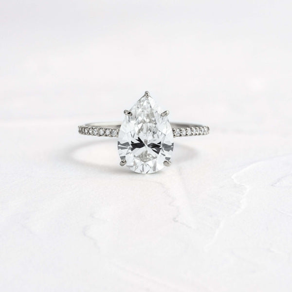 Pave-Pear Lab Grown Diamond Engagement Ring - Solitaire-Oval Lab Grown Diamond Engagement Ring