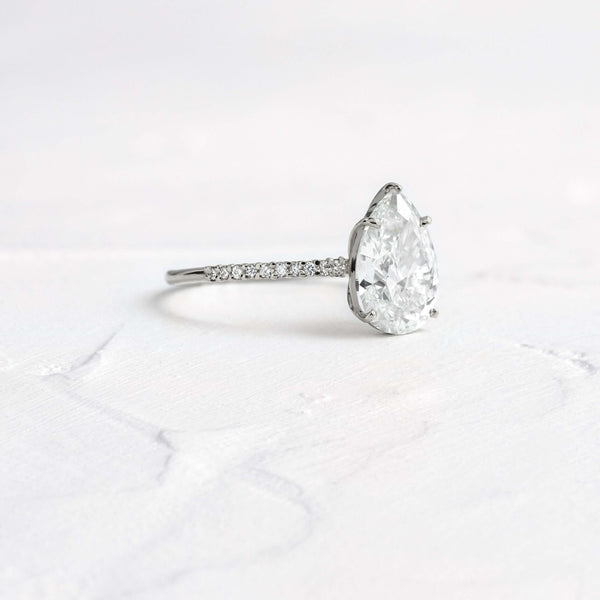 Pave-Pear Lab Grown Diamond Engagement Ring - Solitaire-Oval Lab Grown Diamond Engagement Ring