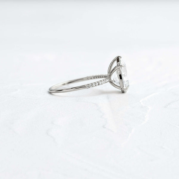 Pave-Pear Lab Grown Diamond Engagement Ring - Solitaire-Oval Lab Grown Diamond Engagement Ring
